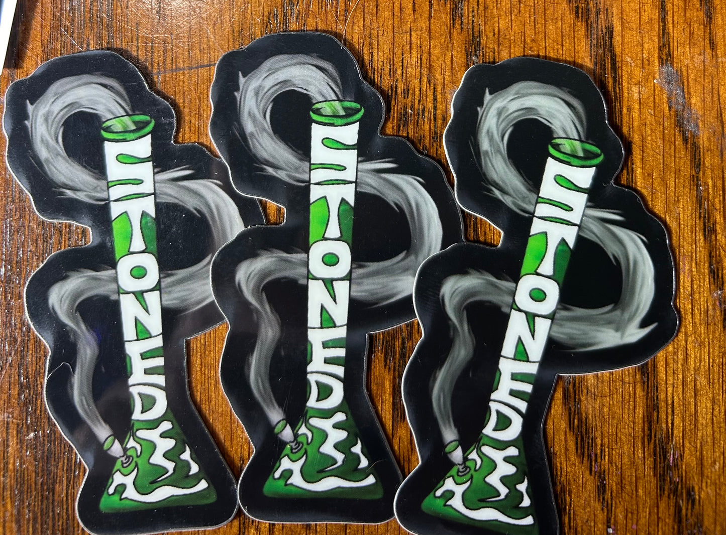 Glow in dark STONED bong sticker