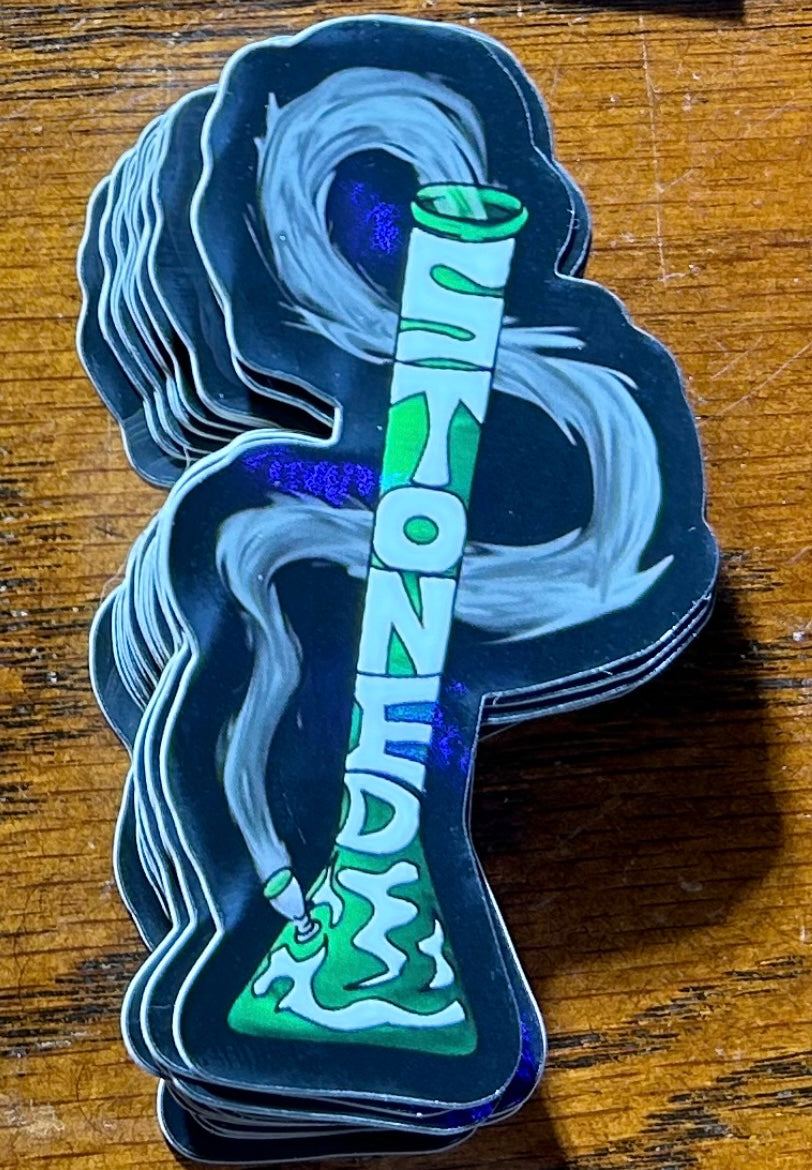 Glow in dark STONED bong sticker